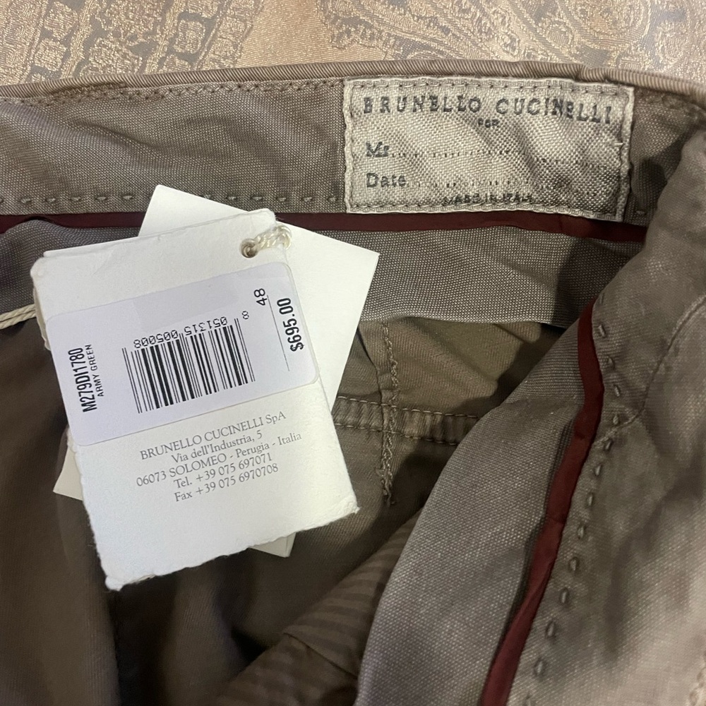 Brunello Cucinelli Mens Leisure Fit Cotton Pants Sz 48 / 34 US - Picture 5 of 8